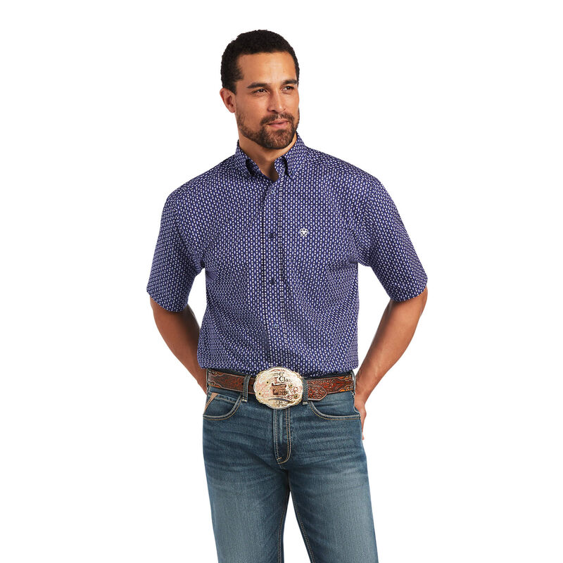 Camisas Ariat Izaak Classic Fit Azules/Blancas Hombre - Chile 027-NHCJYL